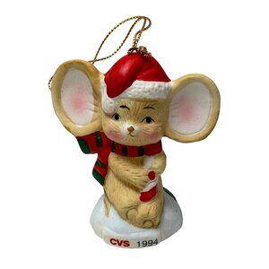Christmas Mouse Ornament Vintage CVS 1994 Collectible